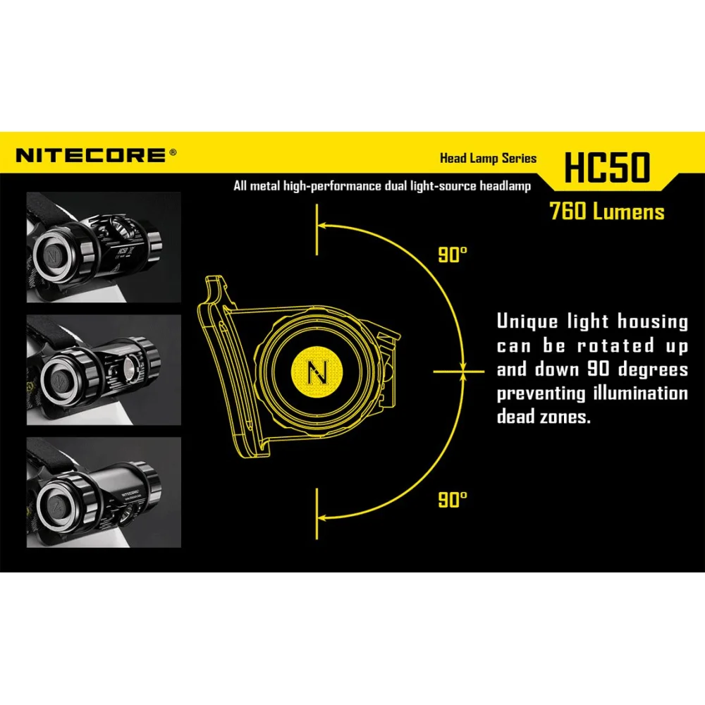 Latarka czołowa Nitecore HC50 760 Lumenów 11 Latarka czołowa Nitecore HC50 760 Lumenów