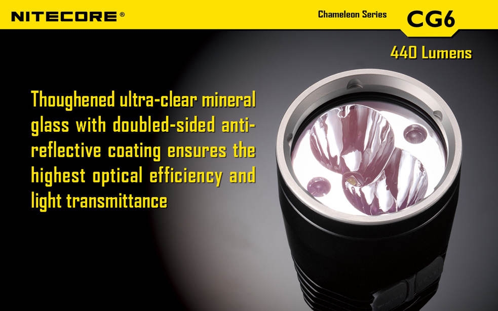 Światło S.O.S.: Tak | Maksymalny czas pracy (godz.): 400 | Zasięg wiązki światła (m): 190 | Waga bez baterii (g): 138 | Futerał: Tak | Wodoodporność: Do 2 m | Kolor: Czarny | Baterie (kompatybilne): 1 x 18650 lub 2 x CR123 | Długość całkowita (mm): 143 | Średnica głowicy (mm): 40 | Źródło światła: Dioda LED Premium CREE XP-G2 | Światło stroboskopowe: tak | Moc światła (L): 440 - LifeGun.pl Latarka Nitecore CG6 CHAMELEON Green 440 Lumenów-24