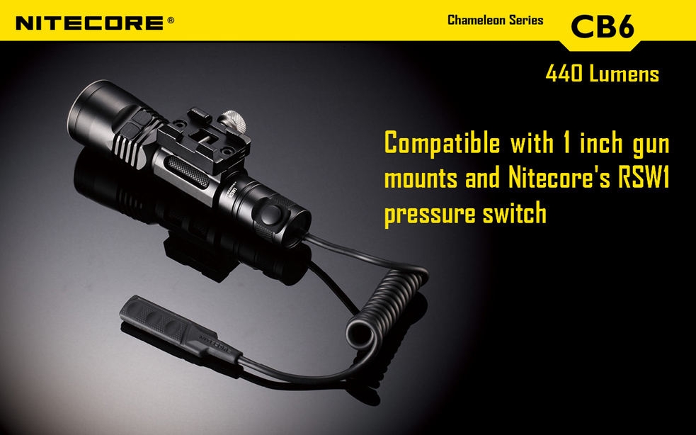 Światło S.O.S.: Tak | Maksymalny czas pracy (godz.): 400 | Zasięg wiązki światła (m): 190 | Waga bez baterii (g): 138 | Futerał: Tak | Wodoodporność: Do 2 m | Kolor: Czarny | Baterie (kompatybilne): 1 x 18650 lub 2 x CR123 | Długość całkowita (mm): 143 | Średnica głowicy (mm): 40 | Źródło światła: Dioda LED Premium CREE XP-G2 | Światło stroboskopowe: tak | Moc światła (L): 440 - LifeGun.pl Latarka Nitecore CB6 CHAMELEON Blue 440 Lumenów-23