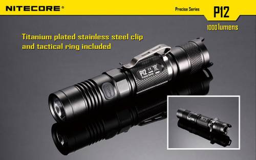 Światło S.O.S.: Tak | Maksymalny czas pracy (godz.): 520 | Zasięg wiązki światła (m): 222 | Waga bez baterii (g): 88 | Futerał: Tak | Wodoodporność: Do 2 m | Kolor: Czarny | Baterie (kompatybilne): 1 x 18650 lub 2 x CR123 | Długość całkowita (mm): 139 | Średnica głowicy (mm): 25 | Źródło światła: Dioda LED CREE XM-L2 (T6) | Światło stroboskopowe: tak | Moc światła (L): 950 - LifeGun.pl Latarka Nitecore P12 Pocket Rocket 1000 lumenów-8