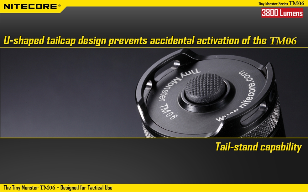 Światło S.O.S.: Tak | Maksymalny czas pracy (godz.): 433 | Zasięg wiązki światła (m): 334 | Waga bez baterii (g): 277 | Ładowarka w zestawie: Nie | Futerał: Tak | Wodoodporność: Do 2 m | Kolor: Czarny | Baterie (kompatybilne): 4 x akumulator 18650 3,7V | Długość całkowita (mm): 125 | Średnica głowicy (mm): 50 | Źródło światła: Dioda LED CREE XM-L2 | Światło stroboskopowe: tak | Moc światła (L): 3800 - LifeGun.pl Latarka Nitecore Tiny Monster TM06 3800 lumenów-17