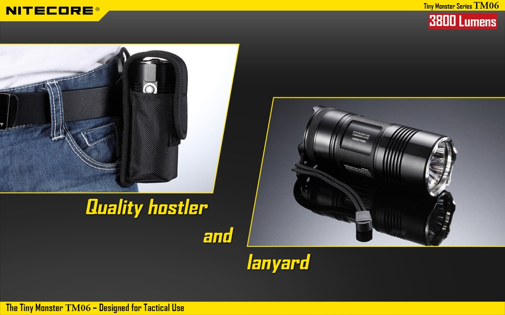 Światło S.O.S.: Tak | Maksymalny czas pracy (godz.): 433 | Zasięg wiązki światła (m): 334 | Waga bez baterii (g): 277 | Ładowarka w zestawie: Nie | Futerał: Tak | Wodoodporność: Do 2 m | Kolor: Czarny | Baterie (kompatybilne): 4 x akumulator 18650 3,7V | Długość całkowita (mm): 125 | Średnica głowicy (mm): 50 | Źródło światła: Dioda LED CREE XM-L2 | Światło stroboskopowe: tak | Moc światła (L): 3800 - LifeGun.pl Latarka Nitecore Tiny Monster TM06 3800 lumenów-18