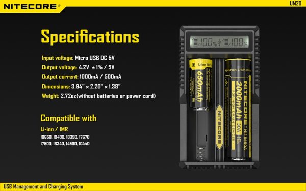 Ładowarka NItecore i manager USB UM20-16