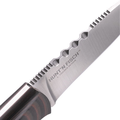 Ostrze ząbkowane: Nie | Futerał: Skórzana kabura | Opakowanie: Pudełko kartonowe | Waga (g): 102 | Rodzaj ostrza:: Drop point | Stal: 8Cr13MoV | Wykończenie ostrza: Satynowe | Grubość ostrza (cm): 0.33 | Rękojeść: G-10 | Twardość materiału ostrza::: 58-60 HRC | Projektant: Larry Fischer | Długość całkowita (cm): 18.4 | Blokada ostrza: Ostrze stałe | Długość ostrza (cm): 7.6 - LifeGun.pl Nóż myśliwski CRKT 2861 Hunt'N Fisch-3