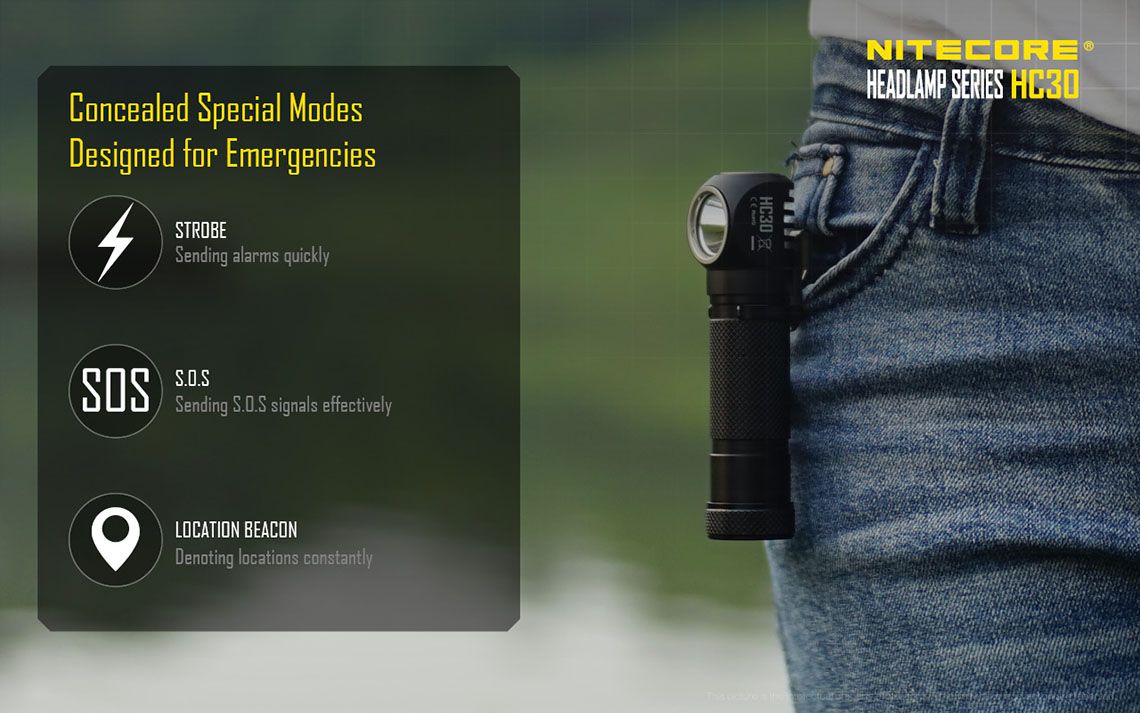 Światło S.O.S.: Tak | Maksymalny czas pracy (godz.): 330 | Zasięg wiązki światła (m): 162 | Waga bez baterii (g): 40.3 | Ładowarka w zestawie: Nie | Baterie w zestawie: Nie | Futerał: Nie | Wodoodporność: Tak | Baterie (kompatybilne): 1 x 18650 lub 2 x CR123 | Długość całkowita (mm): 98 | Średnica głowicy (mm): 24 | Źródło światła: Dioda LED CREE XM-L2 U2 | Światło stroboskopowe: tak | Moc światła (L): 330 - LifeGun.pl Czołówka Nitecore HC30 1000 Lumenów-22