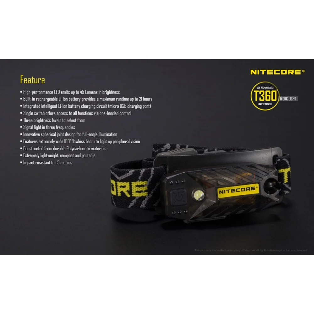 Czołówka LED Nitecore T360 45 Lumenów 20 Czołówka LED Nitecore T360 45 Lumenów