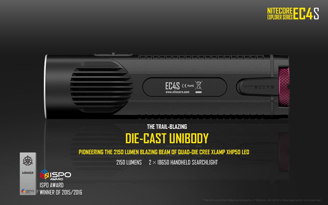 Światło S.O.S.: Tak | Maksymalny czas pracy (godz.): 325 | Zasięg wiązki światła (m): 280 | Waga bez baterii (g): 171 | Ładowarka w zestawie: Nie | Baterie w zestawie: Nie | Futerał: Tak | Wodoodporność: Tak | Kolor: Czarny | Baterie (kompatybilne): 2x 18650 lub 4x CR123 | Światło stroboskopowe: tak | Moc światła (L): 2150 | Średnica głowicy (mm): 40 | Źródło światła: Dioda LED Cree XHP50 - LifeGun.pl Latarka LED Nitecore EC4S 2150 Lumenów-5