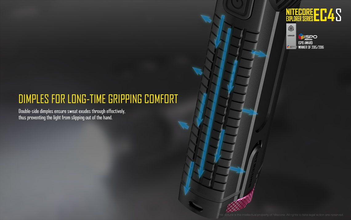 Światło S.O.S.: Tak | Maksymalny czas pracy (godz.): 325 | Zasięg wiązki światła (m): 280 | Waga bez baterii (g): 171 | Ładowarka w zestawie: Nie | Baterie w zestawie: Nie | Futerał: Tak | Wodoodporność: Tak | Kolor: Czarny | Baterie (kompatybilne): 2x 18650 lub 4x CR123 | Światło stroboskopowe: tak | Moc światła (L): 2150 | Średnica głowicy (mm): 40 | Źródło światła: Dioda LED Cree XHP50 - LifeGun.pl Latarka LED Nitecore EC4S 2150 Lumenów-17