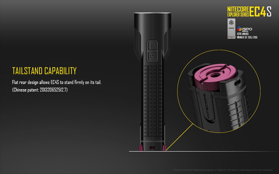 Światło S.O.S.: Tak | Maksymalny czas pracy (godz.): 325 | Zasięg wiązki światła (m): 280 | Waga bez baterii (g): 171 | Ładowarka w zestawie: Nie | Baterie w zestawie: Nie | Futerał: Tak | Wodoodporność: Tak | Kolor: Czarny | Baterie (kompatybilne): 2x 18650 lub 4x CR123 | Światło stroboskopowe: tak | Moc światła (L): 2150 | Średnica głowicy (mm): 40 | Źródło światła: Dioda LED Cree XHP50 - LifeGun.pl Latarka LED Nitecore EC4S 2150 Lumenów-25
