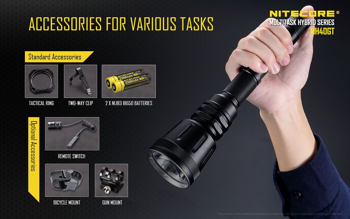 Światło S.O.S.: Tak | Maksymalny czas pracy (godz.): 130 | Zasięg wiązki światła (m): 803 | Waga bez baterii (g): 302 | Ładowarka w zestawie: Tak | Baterie w zestawie: Tak | Futerał: Tak | Wodoodporność: Tak | Kolor: Czarny | Baterie (kompatybilne): 2x 18650 lub 4x CR123 | Światło stroboskopowe: tak | Moc światła (L): 1000 | Średnica głowicy (mm): 60 | Źródło światła: Dioda LED CREE XP-L HI V3 - LifeGun.pl Latarka LED Nitecore MH40GT 1000 Lumenów-16
