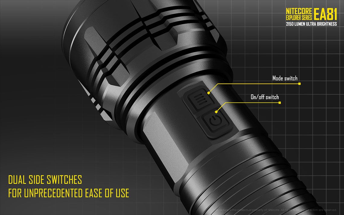 Światło S.O.S.: Tak | Maksymalny czas pracy (godz.): 810 | Zasięg wiązki światła (m): 462 | Waga bez baterii (g): 282 | Ładowarka w zestawie: Nie | Baterie w zestawie: Nie | Futerał: Tak | Wodoodporność: Tak | Kolor: Czarny | Baterie (kompatybilne): 8x AA | Światło stroboskopowe: tak | Moc światła (L): 2150 | Średnica głowicy (mm): 60 | Źródło światła: Dioda LED Cree XHP50 - LifeGun.pl Latarka LED Nitecore EA81 2150 Lumenów-9