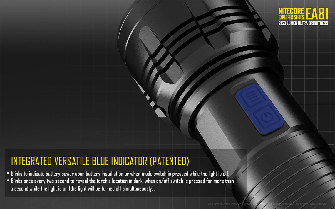 Światło S.O.S.: Tak | Maksymalny czas pracy (godz.): 810 | Zasięg wiązki światła (m): 462 | Waga bez baterii (g): 282 | Ładowarka w zestawie: Nie | Baterie w zestawie: Nie | Futerał: Tak | Wodoodporność: Tak | Kolor: Czarny | Baterie (kompatybilne): 8x AA | Światło stroboskopowe: tak | Moc światła (L): 2150 | Średnica głowicy (mm): 60 | Źródło światła: Dioda LED Cree XHP50 - LifeGun.pl Latarka LED Nitecore EA81 2150 Lumenów-11