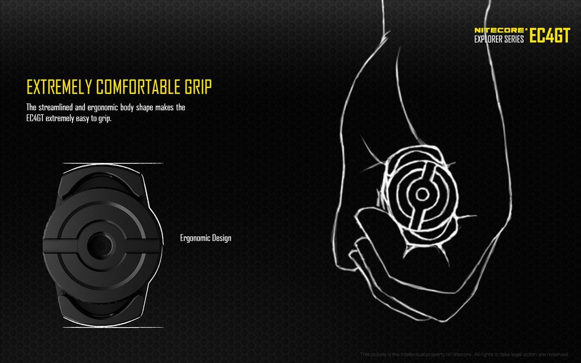 Światło S.O.S.: Tak | Maksymalny czas pracy (godz.): 380 | Zasięg wiązki światła (m): 475 | Ładowarka w zestawie: Nie | Baterie w zestawie: Nie | Futerał: Tak | Wodoodporność: Tak | Baterie (kompatybilne): 2x 18650 lub 4x CR123 | Długość całkowita (mm): 155 | Średnica głowicy (mm): 40 | Źródło światła: Dioda LED CREE XP-L HI V3 | Światło stroboskopowe: tak | Moc światła (L): 1000 | Waga (g): 170 - LifeGun.pl Latarka Nitecore EC4GT 1000 lumenów-15