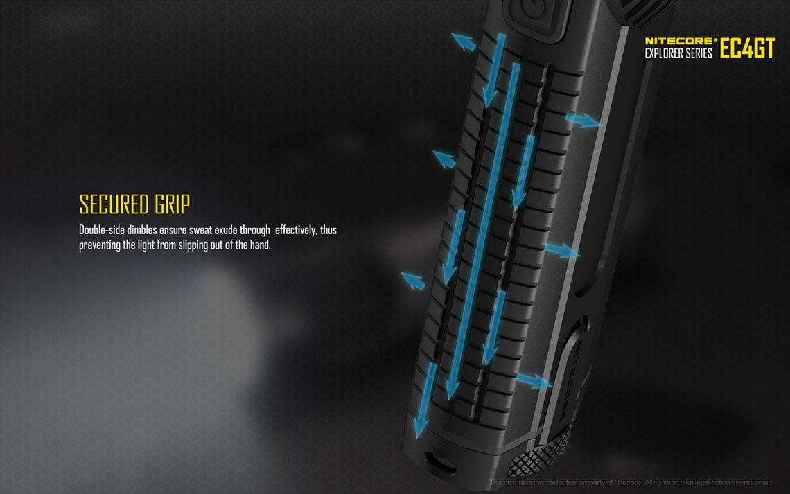 Światło S.O.S.: Tak | Maksymalny czas pracy (godz.): 380 | Zasięg wiązki światła (m): 475 | Ładowarka w zestawie: Nie | Baterie w zestawie: Nie | Futerał: Tak | Wodoodporność: Tak | Baterie (kompatybilne): 2x 18650 lub 4x CR123 | Długość całkowita (mm): 155 | Średnica głowicy (mm): 40 | Źródło światła: Dioda LED CREE XP-L HI V3 | Światło stroboskopowe: tak | Moc światła (L): 1000 | Waga (g): 170 - LifeGun.pl Latarka Nitecore EC4GT 1000 lumenów-16