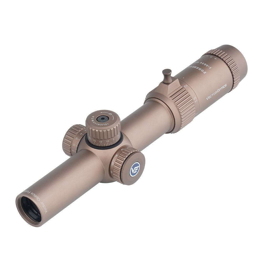 Luneta biegowa 1-5x24 o zmiennym powiększeniu 1 - 5 x, z siatką celowniczą typu VFD-2 na drugim planie (SFP), podświetlanym punktem celowniczym i aluminiowym korpusem wypełnionym azotem, o klasie wodoszczelności IPX4. Doskonały wybór do strzelectwa dynamicznego - używając niskiego powiększenia można celować obuocznie, natomiast większe przybliżenie ułatwi strzelanie na średnim dystansie. Cechy: Siatka celownicza typu - LifeGun.pl Vector Optics - Luneta Forester 1-5x24 FDE SFP - 30 mm - SCOC-32-1