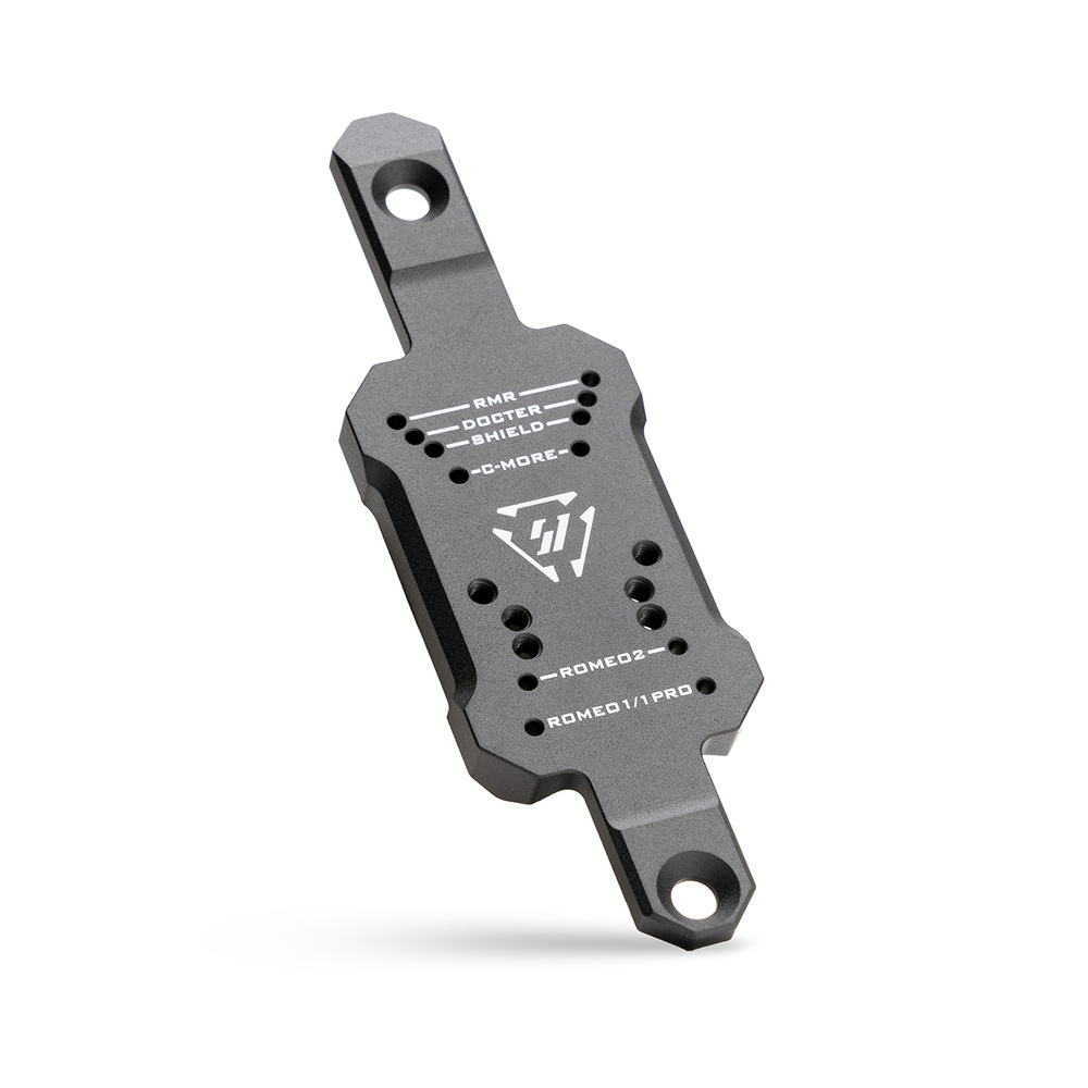 Montaż w formie płytki wykonanej z aluminium lotniczego 6061, przykręcany na dwie śruby. Umożliwia zastosowanie kompaktowego kolimatora do pistoletu o standardzie płytki RMR, C-More, Docter/Noblex, Romeo 1/2/Pro lub Shield RMS. Montaż jest bezpośrednio kompatybilny ze strzelbami Benelli M2 Tactical, M3, M4, Vinci Tactical, Super Vinci, Super Black Eagle II i III, Stoeger serii M3000 oraz - LifeGun.pl Strike Industries - Montaż do kolimatorów na strzelbę Strike Shotgun Optic Mount - SI-SG-OM-BK-1