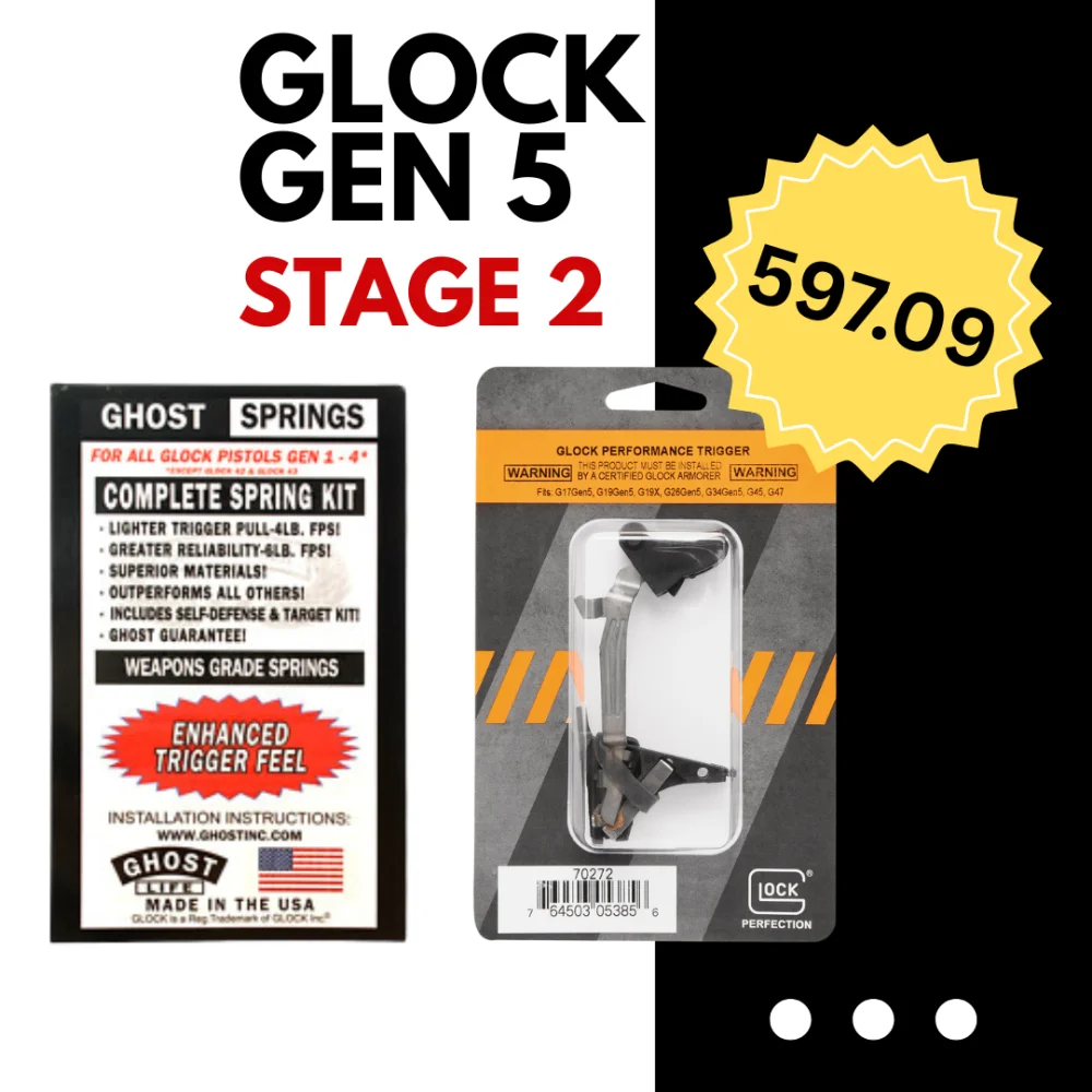 Zestaw do Glock Gen 5 stage 2: Spust Glock Performance + zestaw sprężyn Ghost 1 Zestaw do Glock Gen 5 stage 2: Spust Glock Performance + zestaw sprężyn Ghost