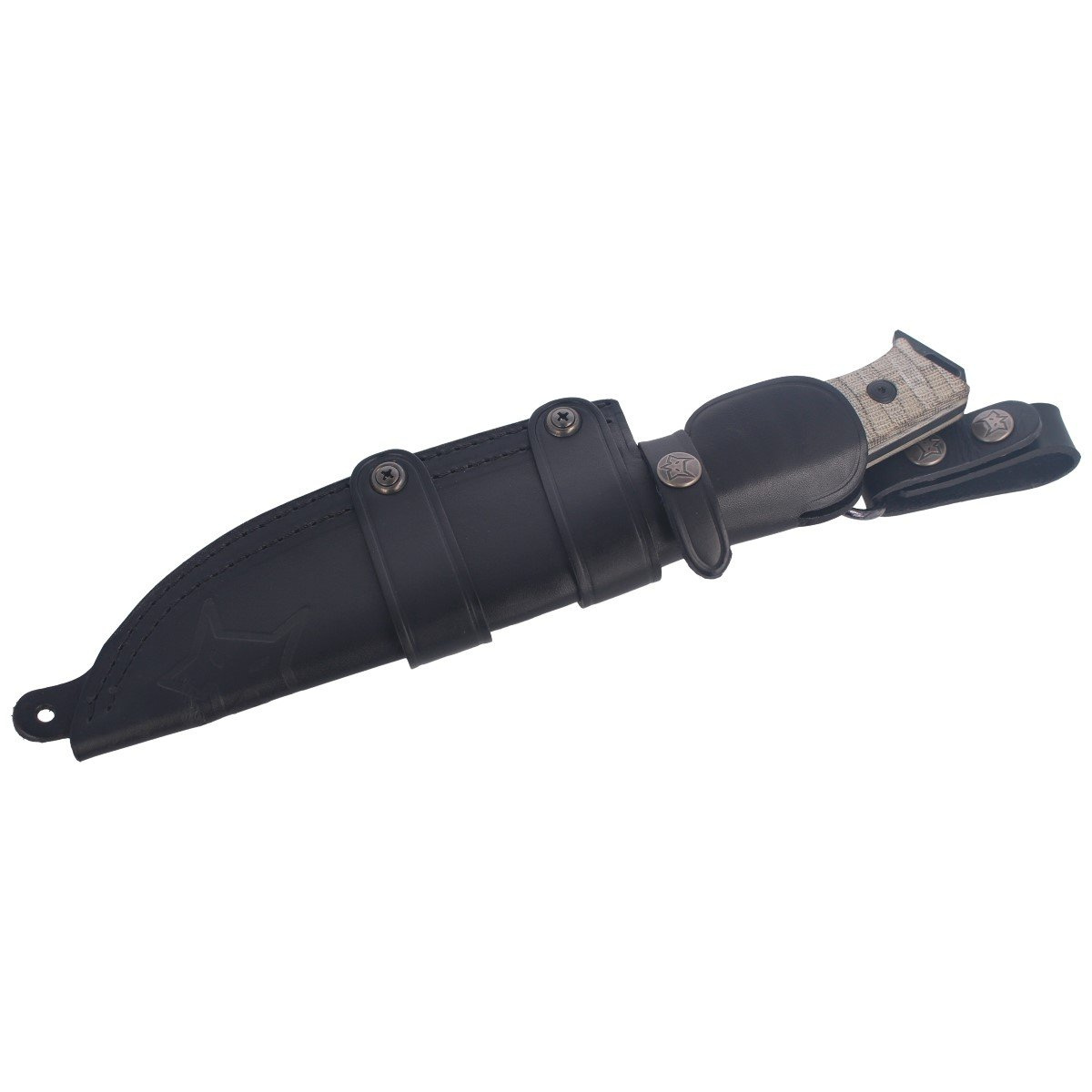 Sherpa, wytrzymały nóż o konstrukcji full tang firmy FOX. Skierowany do miłośników survivalu, idealny na górskie wypady i do lasu. Szerokie, masywne ostrze zapewnia równowagę między wytrzymałością a geometrią krawędzi tnącej. - LifeGun.pl Nóż FOX Sherpa Canvas Micarta 140mm (FX-610)-9