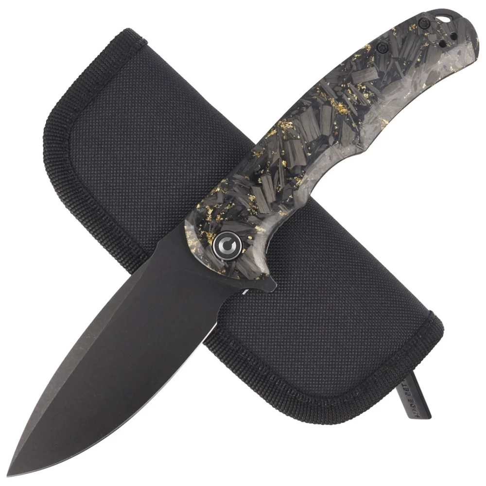 Nóż składany Civivi Praxis Shredded Carbon Fiber / Golden Shred, Black Stonewashed 9Cr18MoV (C803J) 2 Nóż składany Civivi Praxis Shredded Carbon Fiber / Golden Shred, Black Stonewashed 9Cr18MoV (C803J)