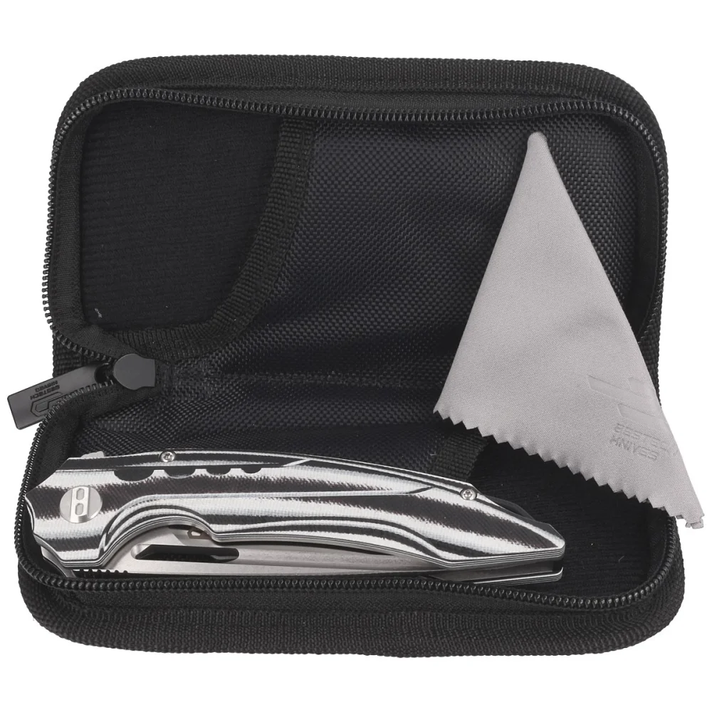 Nóż składany Bestech Ornetta Carbon Fiber / White G10, Stonewash / Satin N690 by Kombou (BL02C) 3 Nóż składany Bestech Ornetta Carbon Fiber / White G10, Stonewash / Satin N690 by Kombou (BL02C)