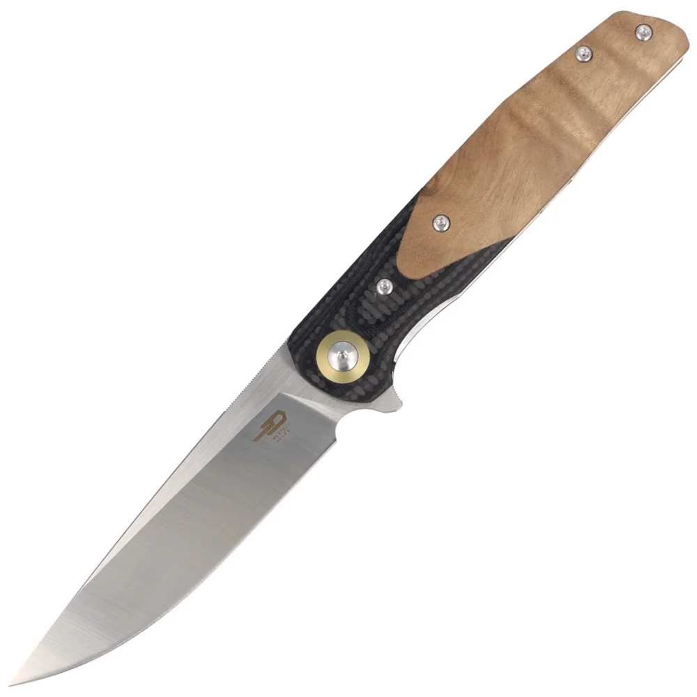 Nóż składany Bestech Ascot Black Carbon Fiber/G10 Lightburl Wood, Satin 14C28N (BG19D) 1 Nóż składany Bestech Ascot Black Carbon Fiber/G10 Lightburl Wood, Satin 14C28N (BG19D)