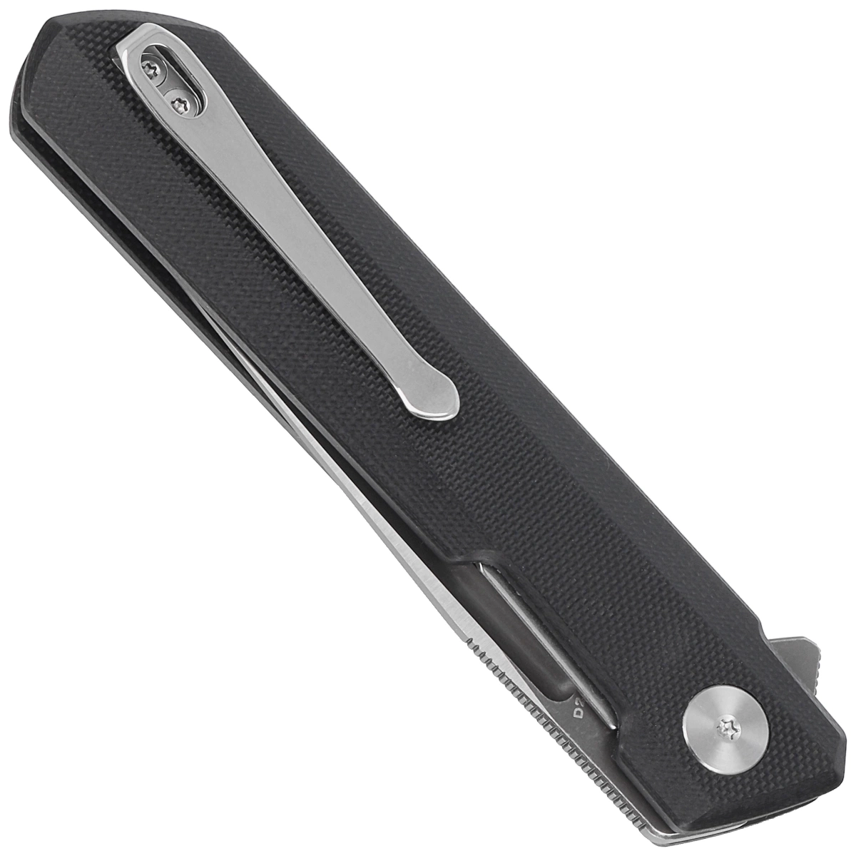 Dundee Black G10, Grey Titanized / Satin kompaktowy nóż składany EDC. Efekt współpracy polskiego knifemakera, Ostapa Hela z firmą Bestechman. Wykonany z dobrych materiałów przy zachowaniu niezwykle atrakcyjnej ceny folder z klingą ze sprawdzonej stali D2. - LifeGun.pl Nóż składany Bestechman Dundee Black G10, Grey Titanized / Satin D2 by Ostap Hel (BMK01D)-4