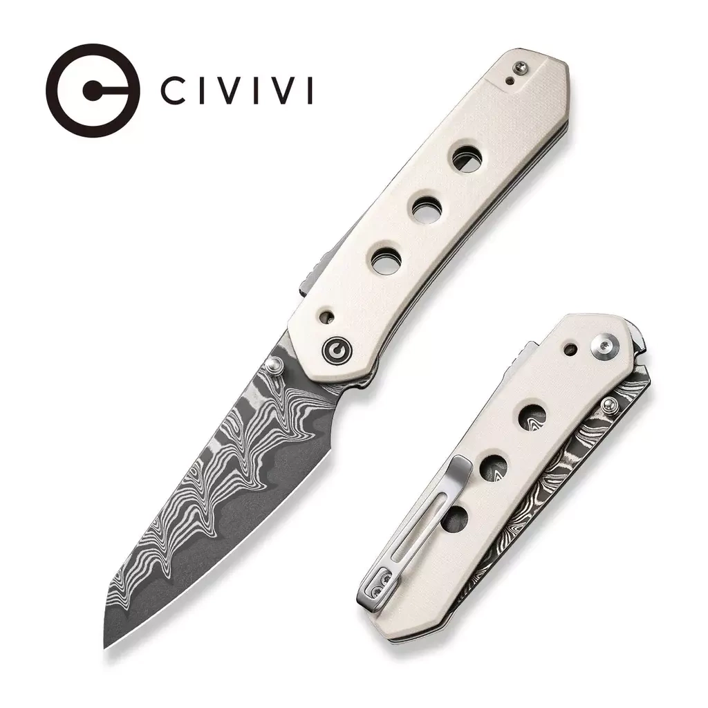 Vision FG Ivory G10, Damascus budżetowa wersja wizjonerskiego projektu malezyjskiego knifemakera i designera Snecx'a Tana. Innowacyjna blokada Superlock, G10, stal damast i futurystyczny wygląd. Świetny i niebanalny nóż, który będzie Ci towarzyszył! - LifeGun.pl Nóż składany Civivi Vision FG Ivory G10, Damascus by Snecx Tan (C22036-DS1)-1