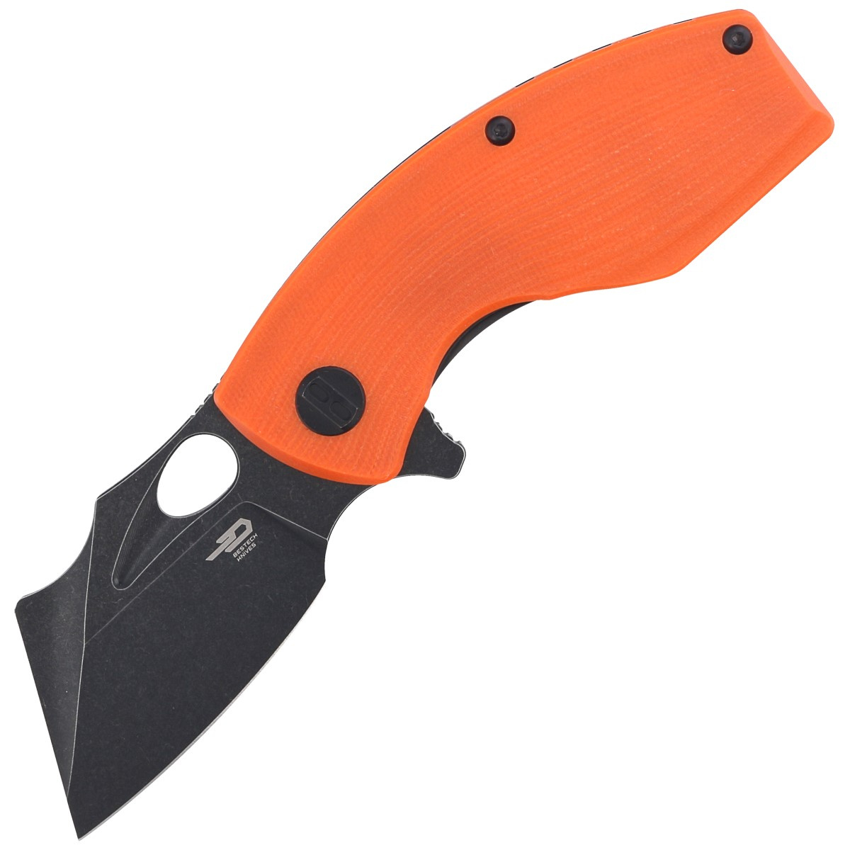 Lizard Orange G10, Black Stonewashed, nieduży nóż składany EDC o niebanalnym wyglądzie. Na rękojeści okładziny z G10, głownia ze sprawdzonej stali narzędziowej D2, otwierany flipperem lub otworem w klindze. A wszystko to w znakomitej cenie! - LifeGun.pl Nóż składany Bestech Lizard Orange G10, Black Stonewashed D2 (BG39D)-1
