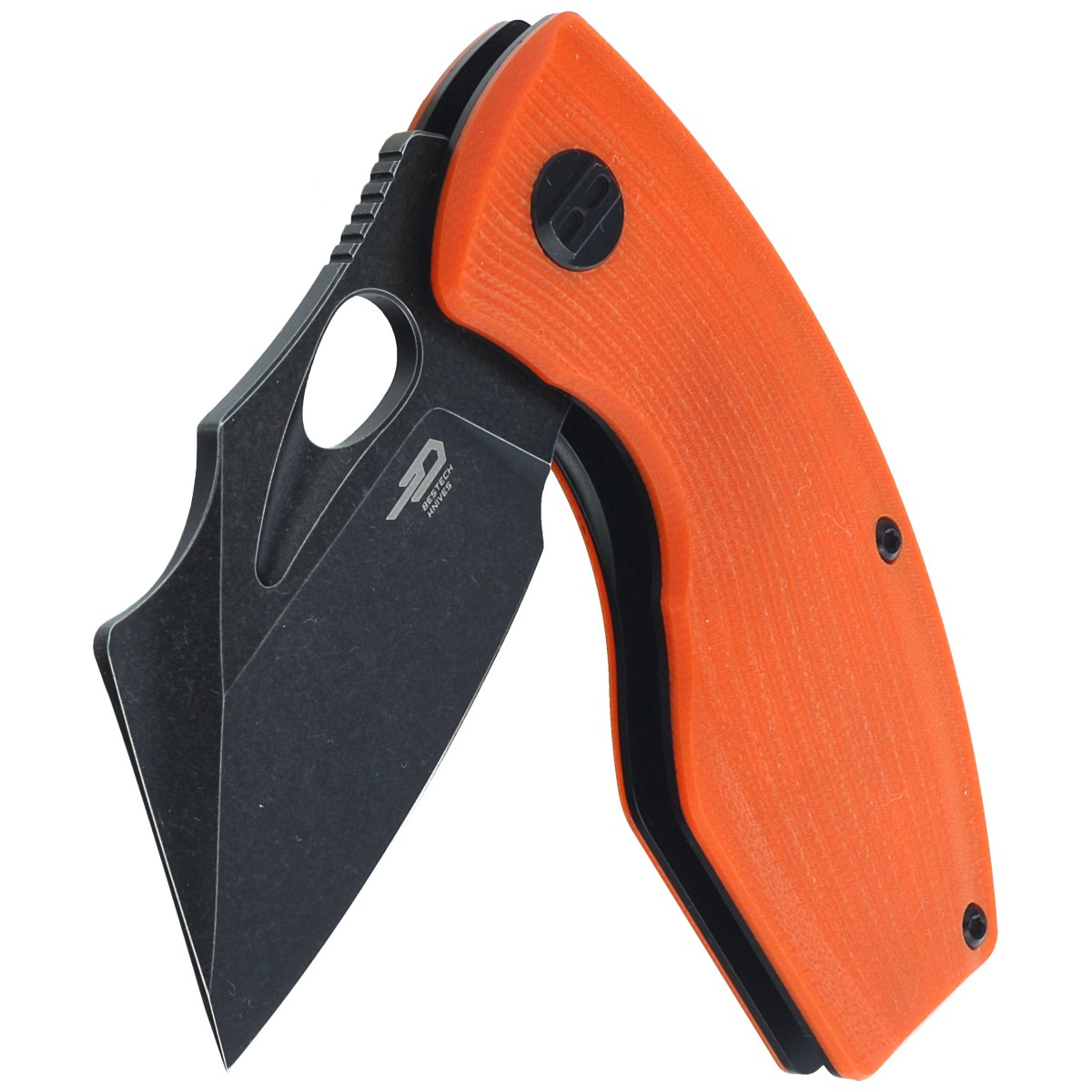 Lizard Orange G10, Black Stonewashed, nieduży nóż składany EDC o niebanalnym wyglądzie. Na rękojeści okładziny z G10, głownia ze sprawdzonej stali narzędziowej D2, otwierany flipperem lub otworem w klindze. A wszystko to w znakomitej cenie! - LifeGun.pl Nóż składany Bestech Lizard Orange G10, Black Stonewashed D2 (BG39D)-6
