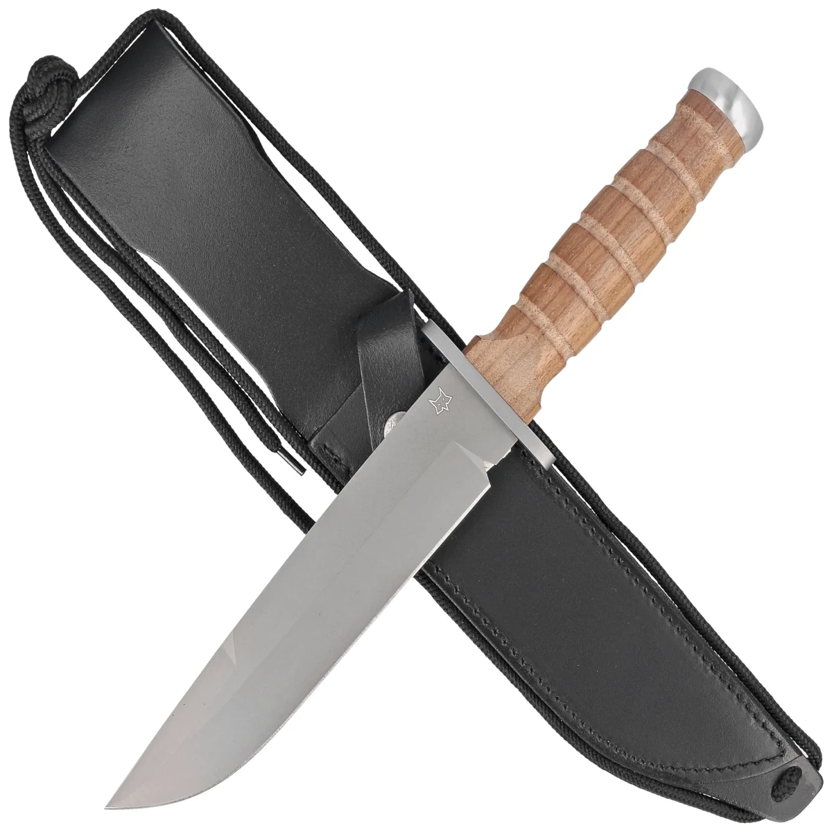 Defender Walnut Wood, Bead Blasted, duży, mocny nóż, dla którego inspiracją był najbardziej rozpowszechniony kształt wojskowego noża szturmowego. Solidna klinga ze stali Böhler N690Co, wygodna, pełnowymiarowa rękojeść z drewna orzecha. - LifeGun.pl Nóż Fox Defender Walnut Wood, Bead Blasted N690Co (FX-689)-2