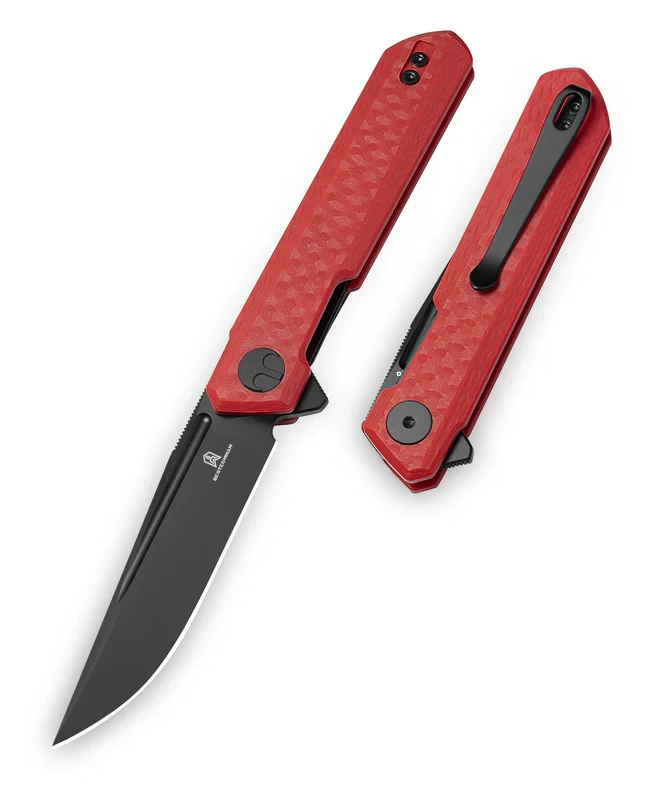 Mini Dundee Special Red G10, Black PVD kompaktowy nóż składany EDC. Efekt współpracy polskiego knifemakera, Ostapa Hela z firmą Bestechman. Wykonany z dobrych materiałów przy zachowaniu niezwykle atrakcyjnej ceny folder, który nie zawiedzie! - LifeGun.pl Nóż składany Bestechman Mini Dundee Special Red G10, Black PVD D2 by Ostap Hel (BMK03N)-1