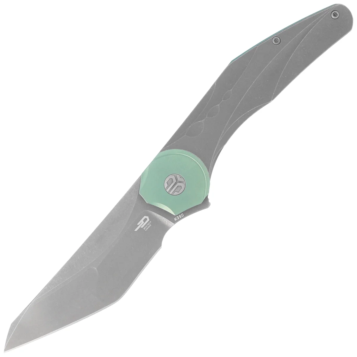 Excentric Grey Titanium, Dark Bead Blasted/Stonewashed, efekt współpracy projektowej Kombou i Toni Tietzela z TNT Knives. Duży folder z niebanalnym ostrzem ze stali Böhler M390. Pięknie frezowana rękojeść z tytanu, łatwo dopasowująca się do ręki. - LifeGun.pl Nóż składany Bestech Excentric Gray Titanium, Dark Bead Blasted/Stonewashed M390 by Kombou and TNT Knives (BT2412C)-1