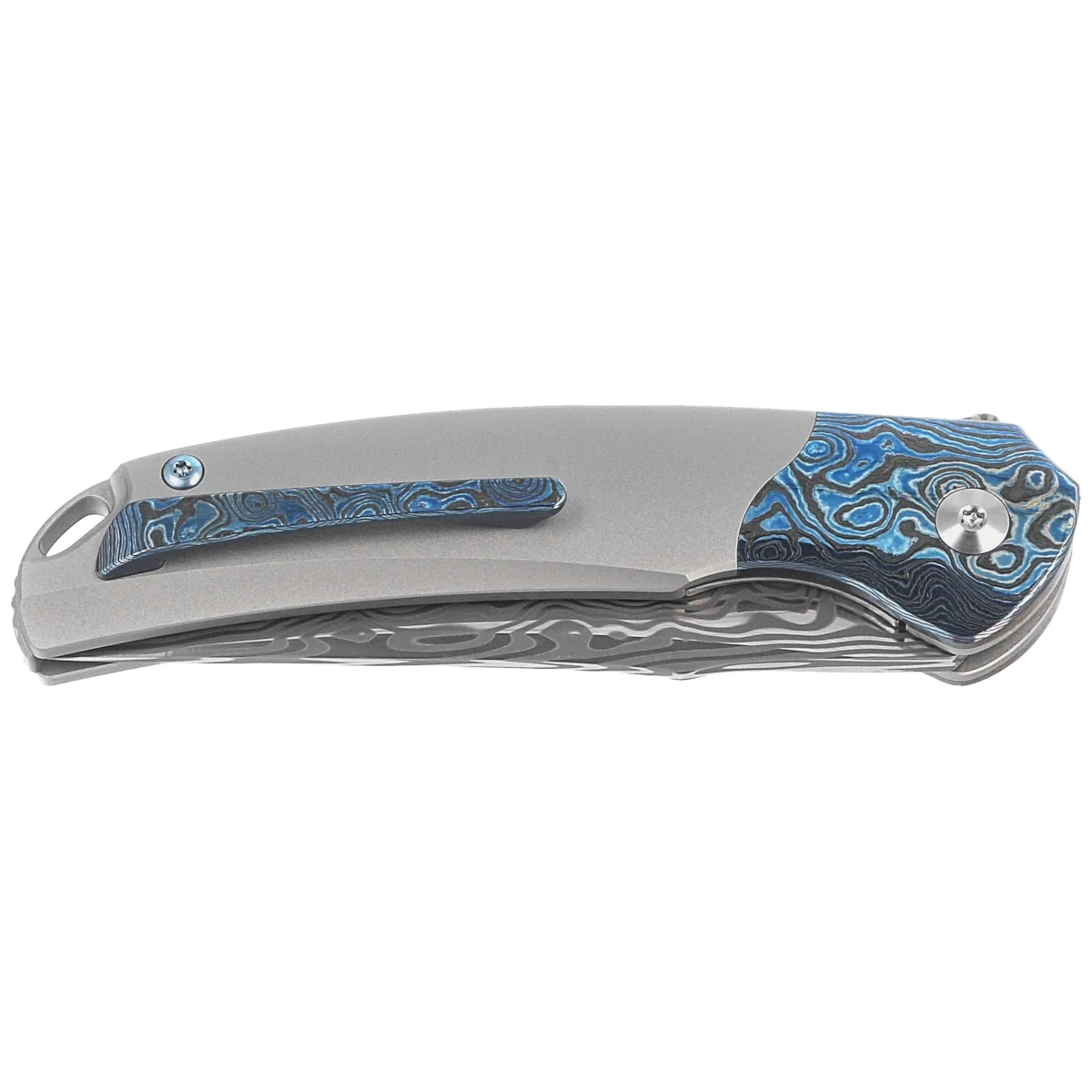 Supernova Grey Titanium/Zirconium Timascus, Damasteel duży, smukły folder EDC, piękna linia ostrza i agresywny design. Rękojeść wykonana z tytanu i Zirconium, klinga z pięknego Damasteelu. Otwierany przy pomocy flippera. - LifeGun.pl Nóż składany Bestech Supernova Grey Titanium/Zirconium Timascus, Damasteel (BT2111E)-2