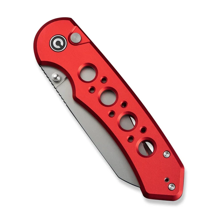 Pragma Prime Red Aluminium, Stonewashed – smukły folder Civivi EDC z głownią ze stali Sandvik 14C28N o profilu Wharncliffe, wygodna rękojeść z aluminium, intuicyjna blokada button lock. Ergonomia i precyzja wykonania w kompaktowej formie. - LifeGun.pl Nóż składany Civivi Pragma Prime Red Aluminium, Stonewashed 14C28N (C24067-2)-6