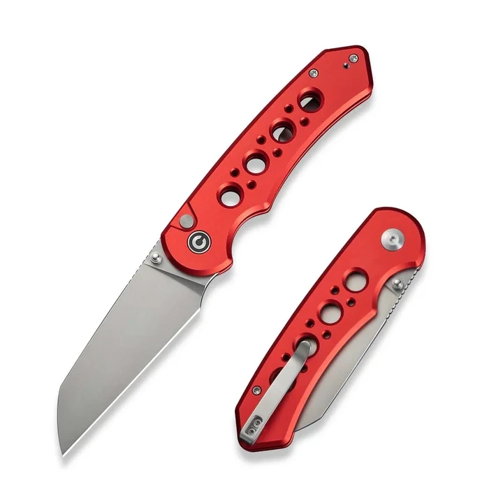 Pragma Prime Red Aluminium, Stonewashed – smukły folder Civivi EDC z głownią ze stali Sandvik 14C28N o profilu Wharncliffe, wygodna rękojeść z aluminium, intuicyjna blokada button lock. Ergonomia i precyzja wykonania w kompaktowej formie. - LifeGun.pl Nóż składany Civivi Pragma Prime Red Aluminium, Stonewashed 14C28N (C24067-2)-1