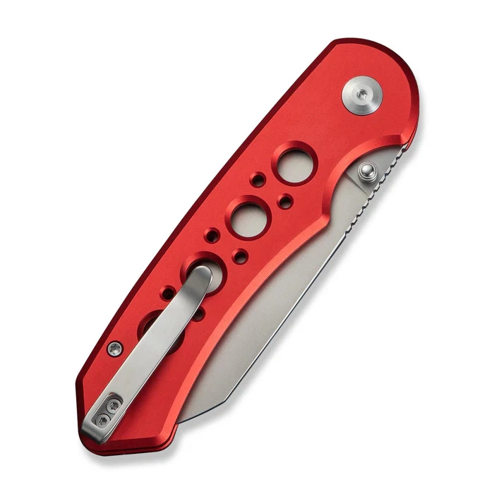 Pragma Prime Red Aluminium, Stonewashed – smukły folder Civivi EDC z głownią ze stali Sandvik 14C28N o profilu Wharncliffe, wygodna rękojeść z aluminium, intuicyjna blokada button lock. Ergonomia i precyzja wykonania w kompaktowej formie. - LifeGun.pl Nóż składany Civivi Pragma Prime Red Aluminium, Stonewashed 14C28N (C24067-2)-8