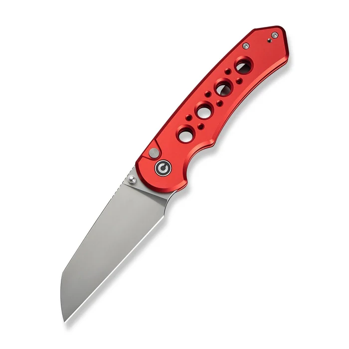 Pragma Prime Red Aluminium, Stonewashed – smukły folder Civivi EDC z głownią ze stali Sandvik 14C28N o profilu Wharncliffe, wygodna rękojeść z aluminium, intuicyjna blokada button lock. Ergonomia i precyzja wykonania w kompaktowej formie. - LifeGun.pl Nóż składany Civivi Pragma Prime Red Aluminium, Stonewashed 14C28N (C24067-2)-3
