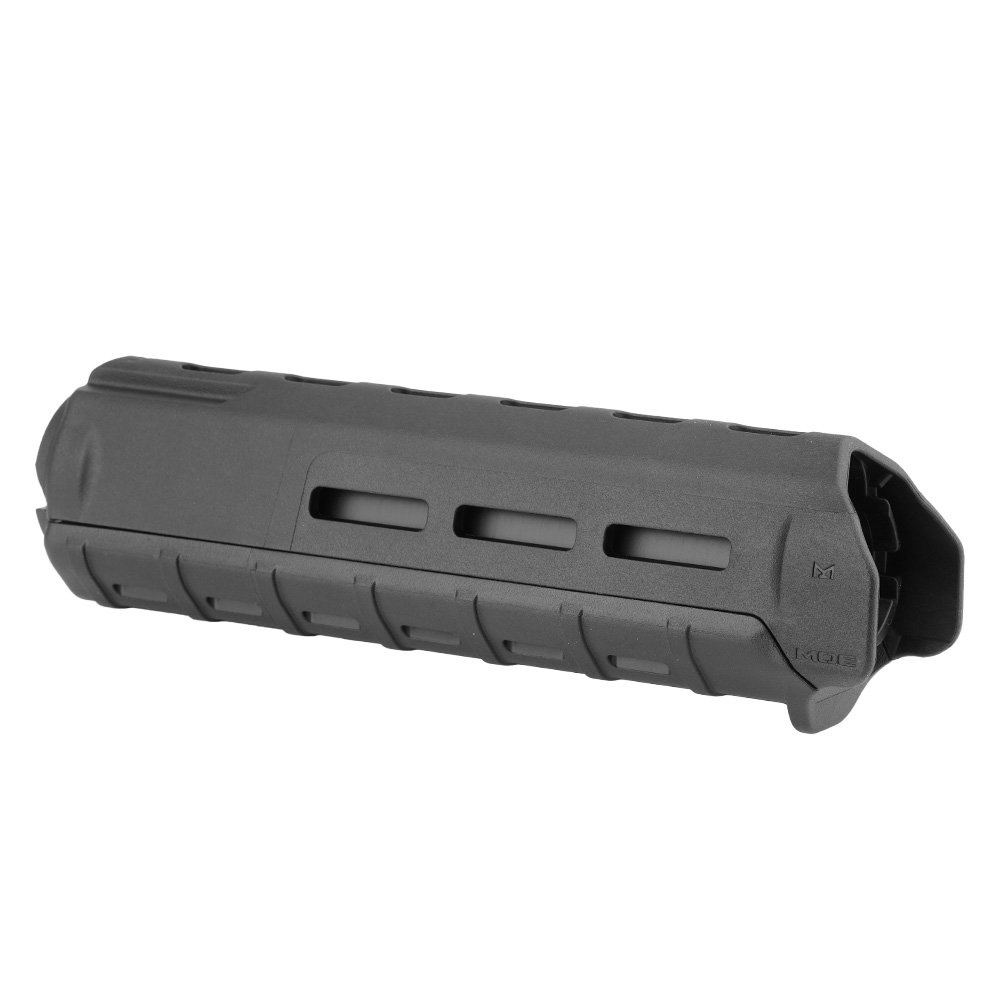 MOE (Magpul Original Equipment) M-LOK Hand Guard, Carbine-Length - AR15/M4 jest przeznaczony do broni palnej z systemami gazowymi średniej długości. Łączy on w sobie lekkość standardowej osłony ręcznej z modułową elastycznością systemu M-LOK. Zaprojektowane z myślą o wszechstronności sloty M-LOK w pozycji na godzinie drugiej, szóstej i dziesiątej pozwalają na montaż opcjonalnych sekcji szyny 1913 - LifeGun.pl Magpul - Łoże MOE® M-LOK® Hand Guard do AR15/M4 - Mid-Length - Czarny - MAG426-BLK-1