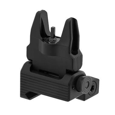 Pokryta czarnym kolorem, wykonana z trwałego aluminium lotniczego, składana muszka do AR15. Stworzona w konstrukcji Flip-Up, możliwa jest regulacja pionowa. Muszka jest kompatybilna z szyną Picatinny MIL-STD-1913, umożliwia także niskoprofilowy montaż na szynie. Muszka jest kompatybilna ze szczerbinkami na chwytach transportowych, celownikach kolimatorowych oraz optyką. Wyposażono ją w spężynujący przycisk zapewniający szybkie otwarcie oraz pewną - LifeGun.pl UTG - Muszka składana do AR15 - Picatinny - Czarna - MNT-757-1