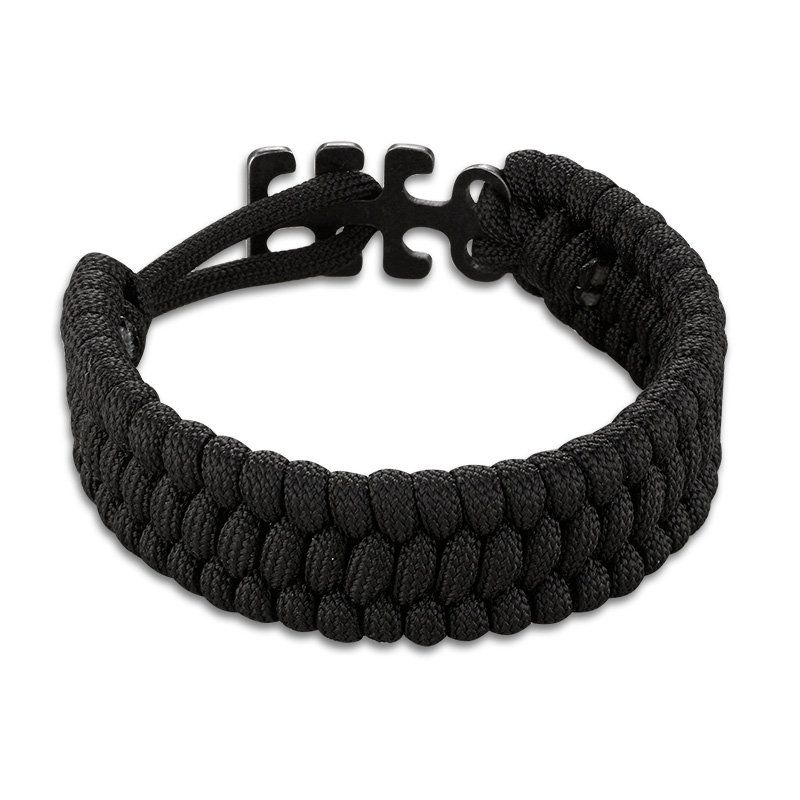 Bransoletka CRKT Paracord 9400k black Regulowana bransoletka z Paracordu w kolorze czarnym. Dostępna w uniwersalnym rozmiarze. Można ją dostosować do rozmiaru nadgarstka. Bransoletka o długości 22,8 cm ma długość całkowitą 2,9 metra po rozwinięciu. Bransoletka jest kompatybilna z innymi akcesoriami jak na przykład z otwieraczem do butelek czy z kompasem. - LifeGun.pl Bransoletka CRKT Paracord 9400K Black-2