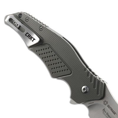 Asystent otwierania: IKBS | Ostrze ząbkowane: Nie | Futerał: Nie | Opakowanie: Pudełko kartonowe | Waga (g): 128 | Rodzaj ostrza:: Drop point | Stal: 8Cr13MoV | Wykończenie ostrza: Satynowe | Długość po złożeniu (cm): 11.9 | Długość ostrza (cm): 8.1 | Twardość materiału ostrza::: 58-60 HRC | Projektant: Ken Onion | Długość całkowita (cm): 20 | Blokada ostrza: Locking Liner | Grubość ostrza (cm): 0.33 | Rękojeść: 2Cr13 + 6061 Aluminum - LifeGun.pl Nóż Składany CRKT Outrage K320GXP-5