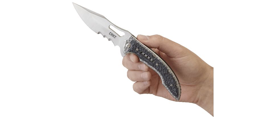 Asystent otwierania: IKBS | Ostrze ząbkowane: Tak | Futerał: Nie | Opakowanie: Pudełko kartonowe | Waga (g): 170 | Rodzaj ostrza:: Clip-point | Stal: 8Cr13MoV | Wykończenie ostrza: Satynowe | Długość po złożeniu (cm): 12.5 | Długość ostrza (cm): 10.5 | Rękojeść: 2Cr13 + okładziny G10 | Twardość materiału ostrza::: 58-60 HRC | Projektant: Flavio Ikoma | Długość całkowita (cm): 22.5 | Blokada ostrza: Frame Lock | Grubość ostrza (cm): 0.37 | Rodzaj ząbkowania ostrza: Veff - LifeGun.pl Nóż CRKT Fossil Black Veff Serrations 5473-5