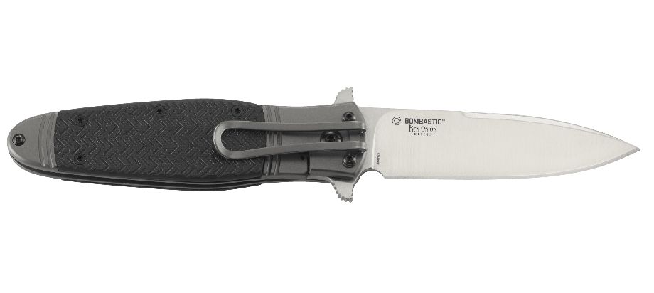 Asystent otwierania: IKBS | Ostrze ząbkowane: Nie | Futerał: Nie | Opakowanie: Pudełko kartonowe | Waga (g): 119 | Rodzaj ostrza:: Spear point | Stal: 8Cr13MoV | Wykończenie ostrza: Satynowe | Długość po złożeniu (cm): 11.4 | Długość ostrza (cm): 8.4 | Twardość materiału ostrza::: 58-60 HRC | Projektant: Ken Onion | Długość całkowita (cm): 20.1 | Blokada ostrza: Frame Lock | Grubość ostrza (cm): 0.31 | Rękojeść: 2CR13 i włókno impregnowane żywicą - LifeGun.pl Nóż CRKT Bombastic K340KXP-2