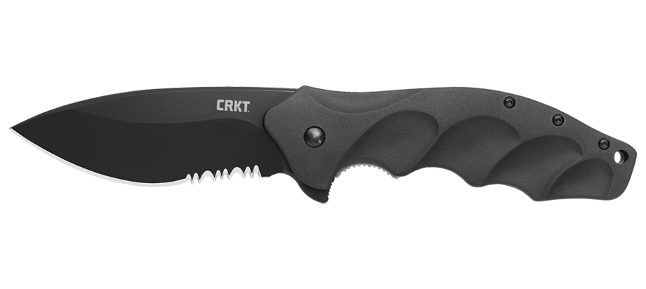Ostrze ząbkowane: Tak | Kolor: Czarny | Opakowanie: Pudełko kartonowe | Waga (g): 179 | Rodzaj ostrza:: Zmodyfikowany Drop Point | Stal: AUS 8 | Wykończenie ostrza: Azotek tytanu - czarne | Długość po złożeniu (cm): 13.2 | Długość ostrza (cm): 8.9 | Rękojeść: Aluminium + 420J2 | Twardość materiału ostrza::: 58-59 HRC | Projektant: Ken Onion | Długość całkowita (cm): 22.1 | Blokada ostrza: Locking Liner | Grubość ostrza (cm): 0.4 | Rodzaj ząbkowania ostrza: Razor Edge / Triple-Point Serrations - LifeGun.pl Nóż składany CRKT Foresight K220KKS-1