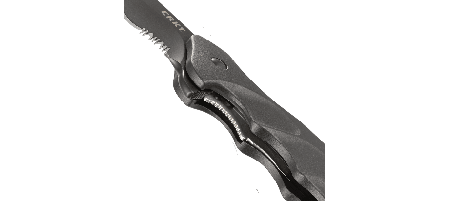 Ostrze ząbkowane: Tak | Kolor: Czarny | Opakowanie: Pudełko kartonowe | Waga (g): 179 | Rodzaj ostrza:: Zmodyfikowany Drop Point | Stal: AUS 8 | Wykończenie ostrza: Azotek tytanu - czarne | Długość po złożeniu (cm): 13.2 | Długość ostrza (cm): 8.9 | Rękojeść: Aluminium + 420J2 | Twardość materiału ostrza::: 58-59 HRC | Projektant: Ken Onion | Długość całkowita (cm): 22.1 | Blokada ostrza: Locking Liner | Grubość ostrza (cm): 0.4 | Rodzaj ząbkowania ostrza: Razor Edge / Triple-Point Serrations - LifeGun.pl Nóż składany CRKT Foresight K220KKS-4