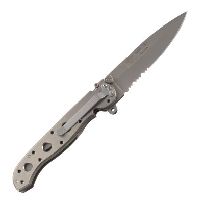 Ostrze ząbkowane: Tak | Opakowanie: Pudełko kartonowe | Waga (g): 96 | Rodzaj ostrza:: Spear point | Stal: AUS 8 | Wykończenie ostrza: Bead-blast | Długość po złożeniu (cm): 12.1 | Długość ostrza (cm): 8.9 | Rękojeść: Tytan + 420J2 | Twardość materiału ostrza::: 58-59 HRC | Projektant: Kit Carson | Długość całkowita (cm): 20.9 | Blokada ostrza: Locking Liner + AutoLAWKS | Grubość ostrza (cm): 0.25 | Rodzaj ząbkowania ostrza: Triple-Point Serrations - LifeGun.pl Nóż składany CRKT M16-13T-9