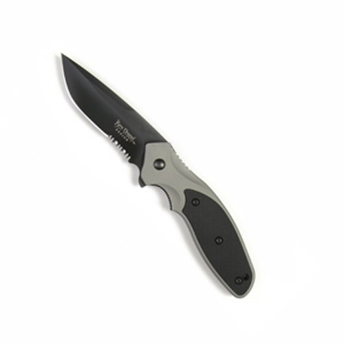 Ostrze ząbkowane: Tak | Opakowanie: Pudełko kartonowe | Waga (g): 116 | Rodzaj ostrza:: Zmodyfikowany Drop Point | Stal: AUS8 | Wykończenie ostrza: Azotek tytanu | Długość po złożeniu (cm): 12.4 | Długość ostrza (cm): 8.2 | Rękojeść: 6061 Aluminum | Twardość materiału ostrza::: 59-60 HRC | Projektant: Ken Onion | Długość całkowita (cm): 20.9 | Blokada ostrza: Locking Liner | Grubość ostrza (cm): 0.3 | Rodzaj ząbkowania ostrza: Combo - LifeGun.pl Nóż składany CRKT Shenanigan K470KKP-1