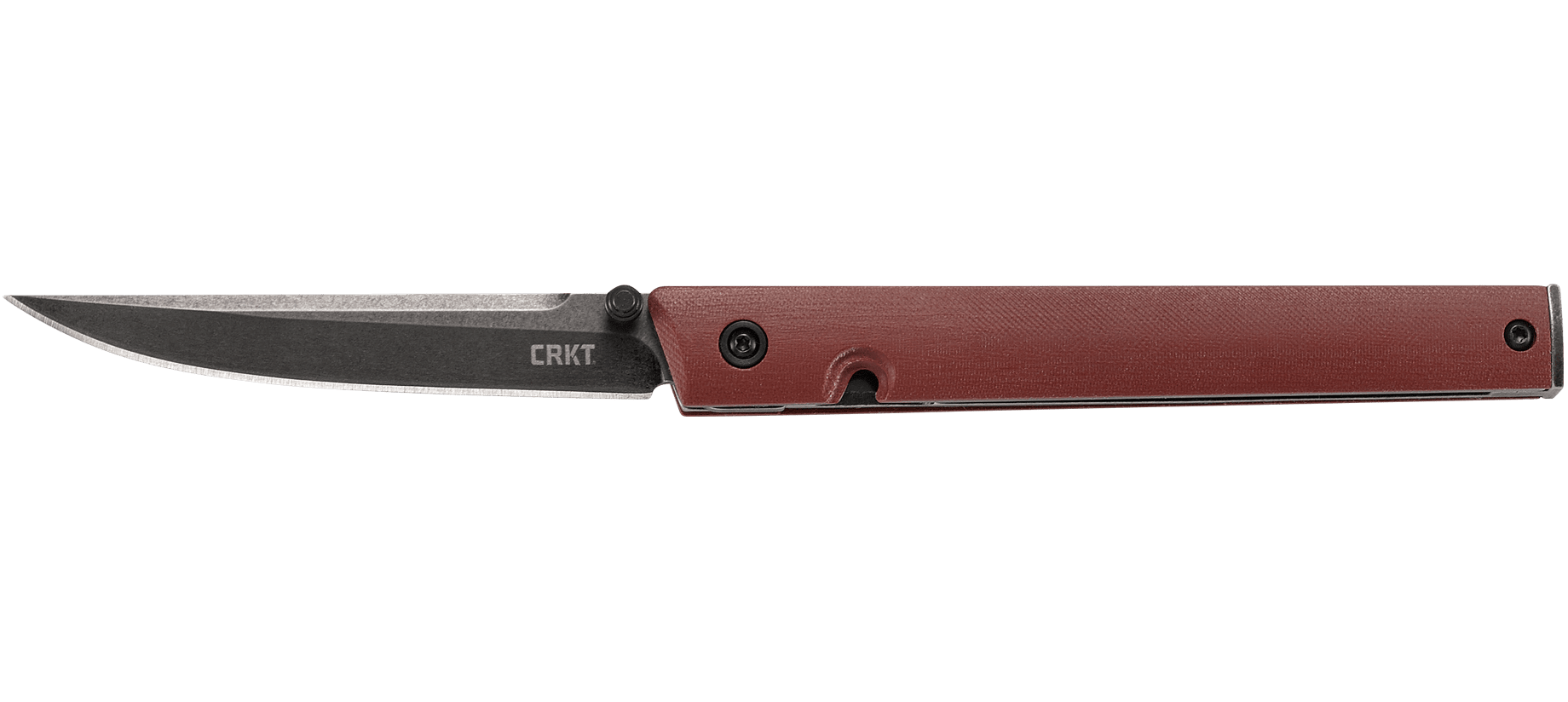 Nóż CRKT 7096BKD2 CEO Burgundy CEO firmy CRKT to prosty i wyjątkowo lekki pełnowymiarowy nóż składany zaprojektowany przez Richarda Rogersa. Nóż po złożeniu i schowaniu do kieszeni koszuli przypomina pióro lub długopis. Płaski profil i przyjemnie leżąca w dłoni konstrukcja modelu zachowuje funkcjonalność . Wąską głownię o satynowym wykończeniu wykonano ze stali nierdzewnej 8Cr13MoV. Użytkownikowi do rozłożenia noża służy - LifeGun.pl Nóż CRKT 7096BKD2 CEO Burgundy-1