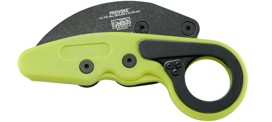 Nóż CRKT Provoke Zap 4041G Karambitowy nóż Provoke to pierwszy nóż w historii wyposażony w technologię Kinematic, pozostaje starannie schowany podczas transportu, a pojawia się jak tylko pojawiają się kłopoty. Część noża wykonano z Grivory — mocnego i lekkiego termoplastu. Zawsze gotowy do użycia, łatwy w obsłudze i dzięki swej konstrukcji niezwykle wytrzymały. Cechy: Łatwe - LifeGun.pl Nóż CRKT Provoke Zap 4041G-6