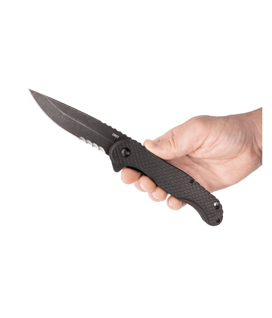 CRKT 2267 TACO VIPER to składany nóż codziennego użytku, wykonany z wysokiej jakości materiałów.Blokada ostrza i flipper czynią go bezpiecznym, praktycznym i funkcjonalnym narzędziem.Doskonale i pewnie leży w dłoni.Stalowy, sprężysty klips umożliwia wpięcie za pas lub części garderoby. Cechy: Ostrze: Stal nierdzewna 1.4116 Rękojeść: Nylon GRN Długość ostrza: 10,7 cm Grubość ostrza: 3,2 mm Długość całkowita: 25cm Długość po złożeniu:  - LifeGun.pl Nóż CRKT 2267 TACO VIPER ASSISTED BLACK-2